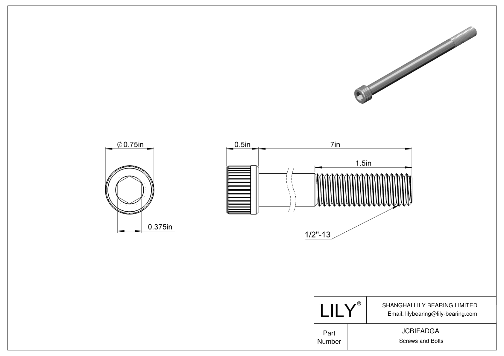 JCBIFADGA Super-Corrosion-Resistant 316 Stainless Steel Socket Head Screws cad drawing