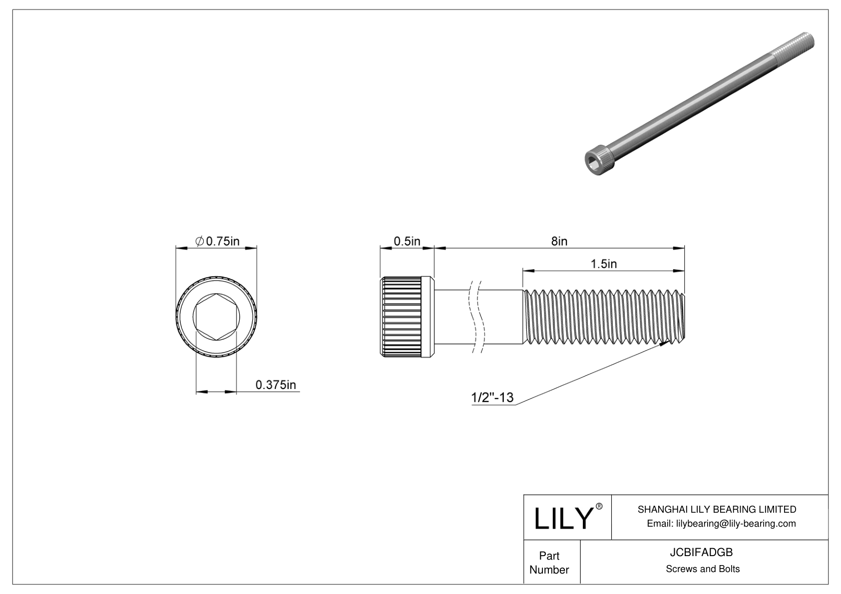 JCBIFADGB Super-Corrosion-Resistant 316 Stainless Steel Socket Head Screws cad drawing