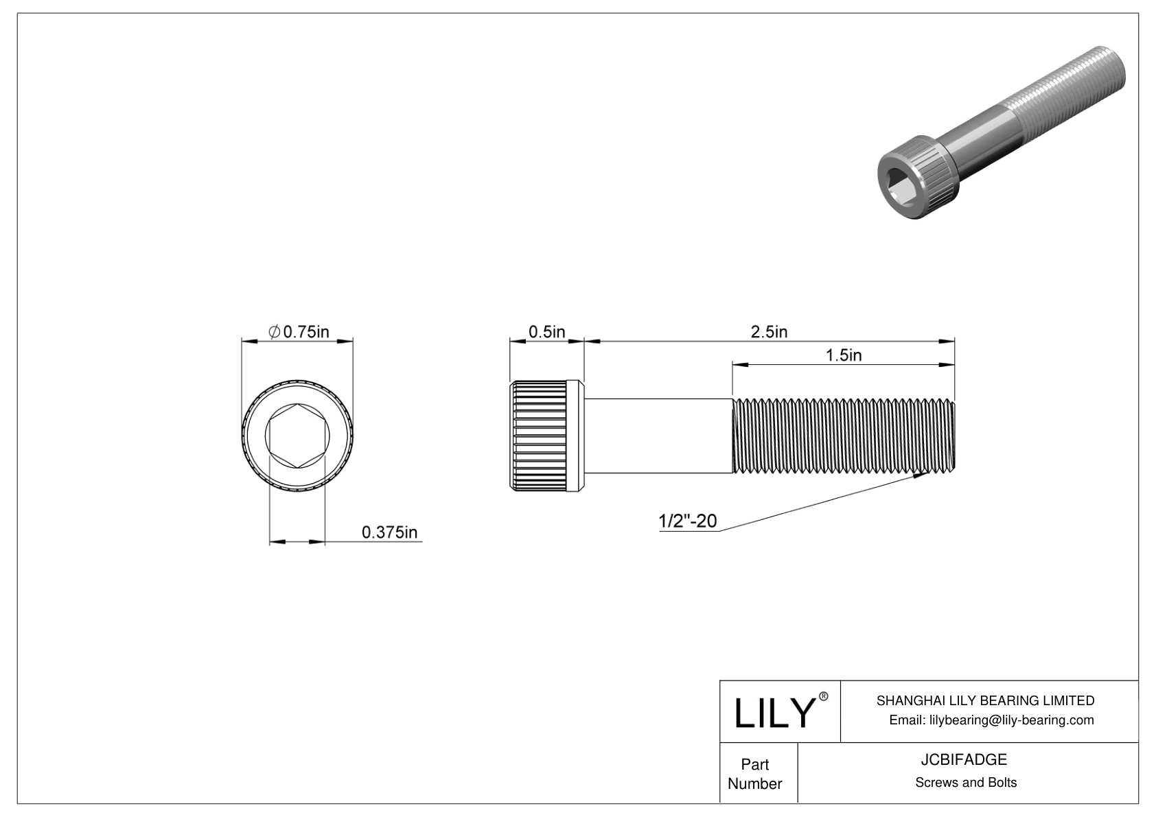 JCBIFADGE Super-Corrosion-Resistant 316 Stainless Steel Socket Head Screws cad drawing