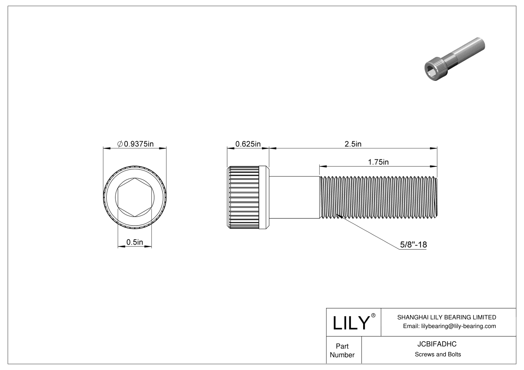 JCBIFADHC Super-Corrosion-Resistant 316 Stainless Steel Socket Head Screws cad drawing