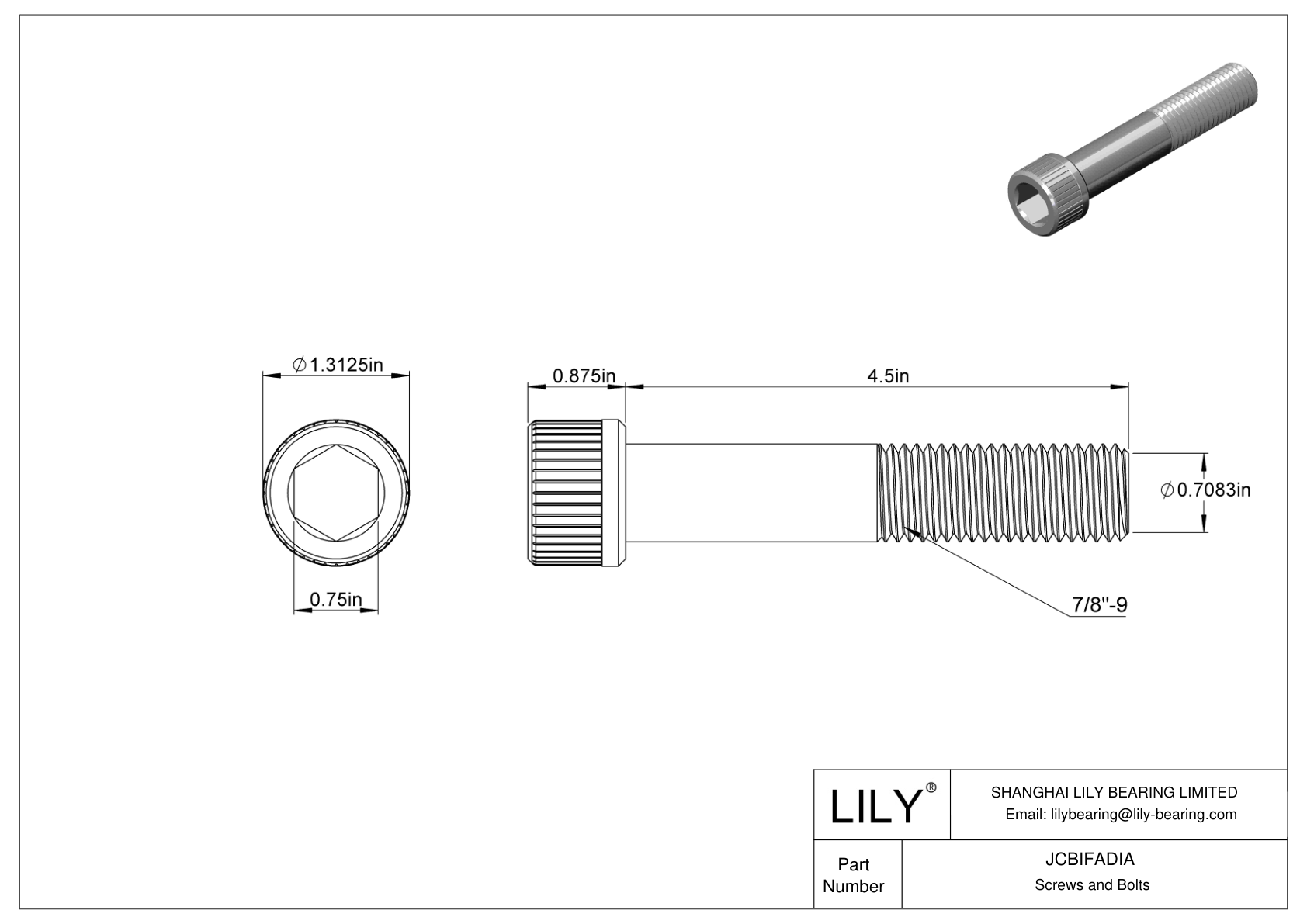 JCBIFADIA 超耐腐蚀 316 不锈钢内六角螺钉 cad drawing