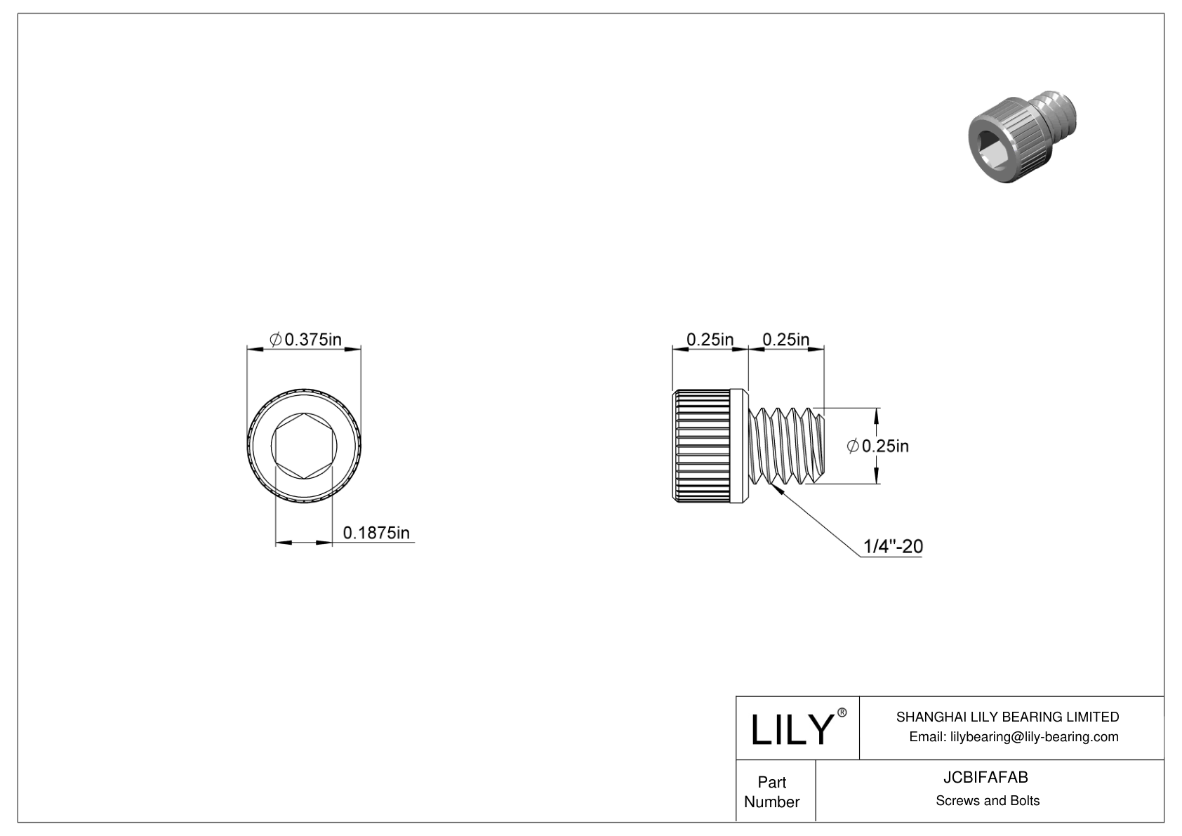 JCBIFAFAB 超耐腐蚀 316 不锈钢内六角螺钉 cad drawing