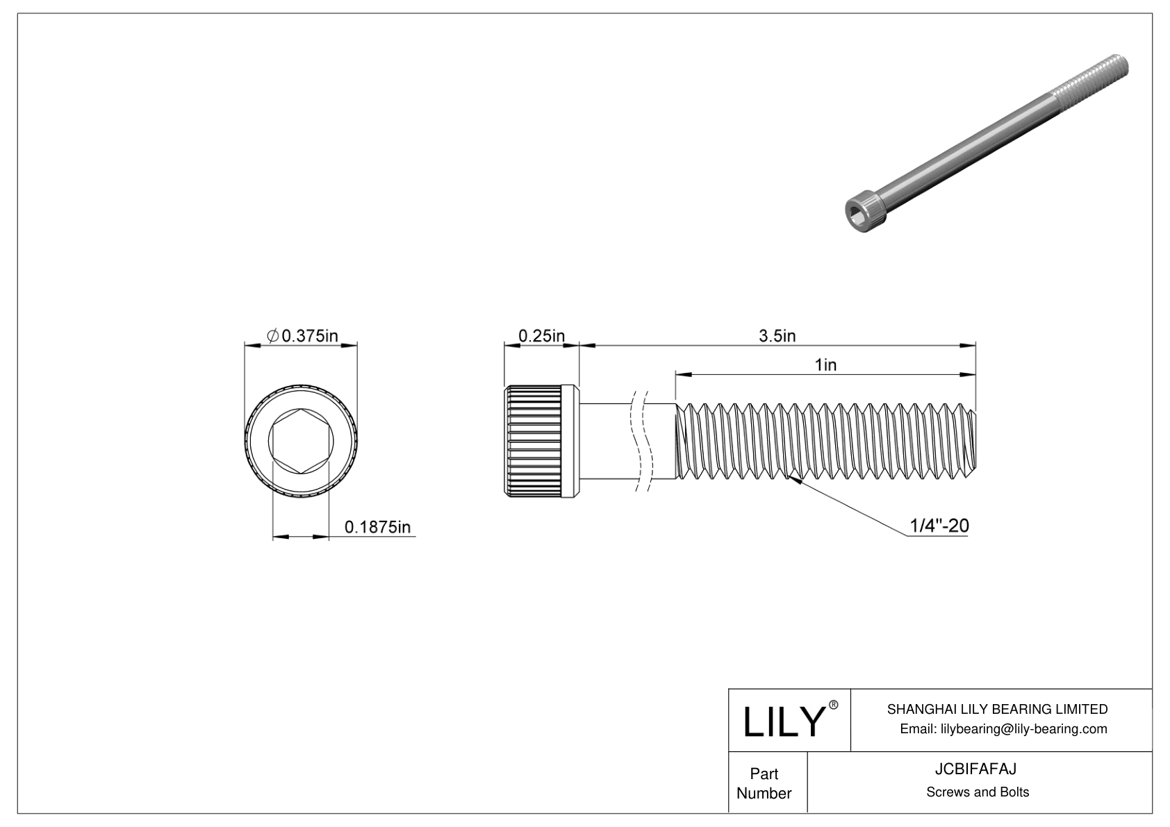 JCBIFAFAJ Super-Corrosion-Resistant 316 Stainless Steel Socket Head Screws cad drawing