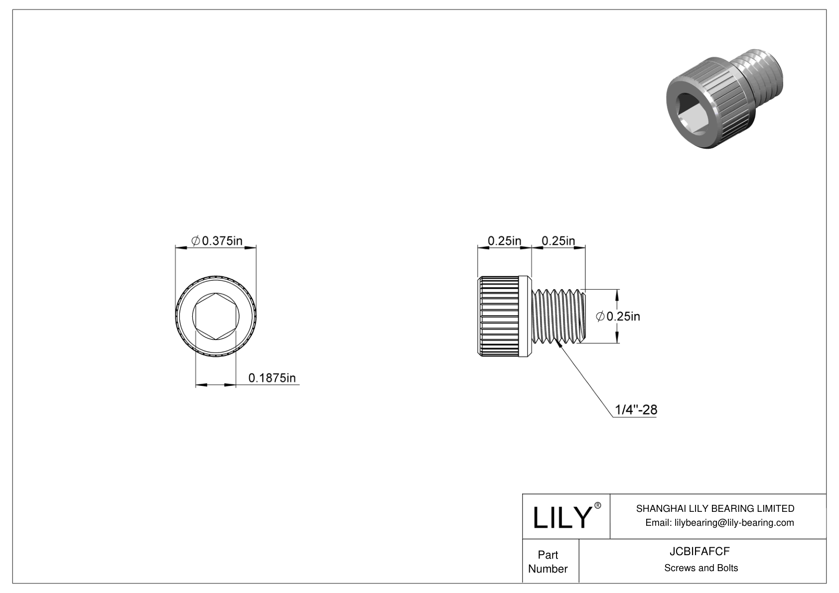 JCBIFAFCF 超耐腐蚀 316 不锈钢内六角螺钉 cad drawing