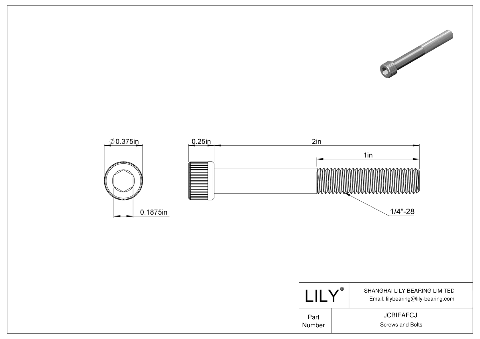 JCBIFAFCJ 超耐腐蚀 316 不锈钢内六角螺钉 cad drawing