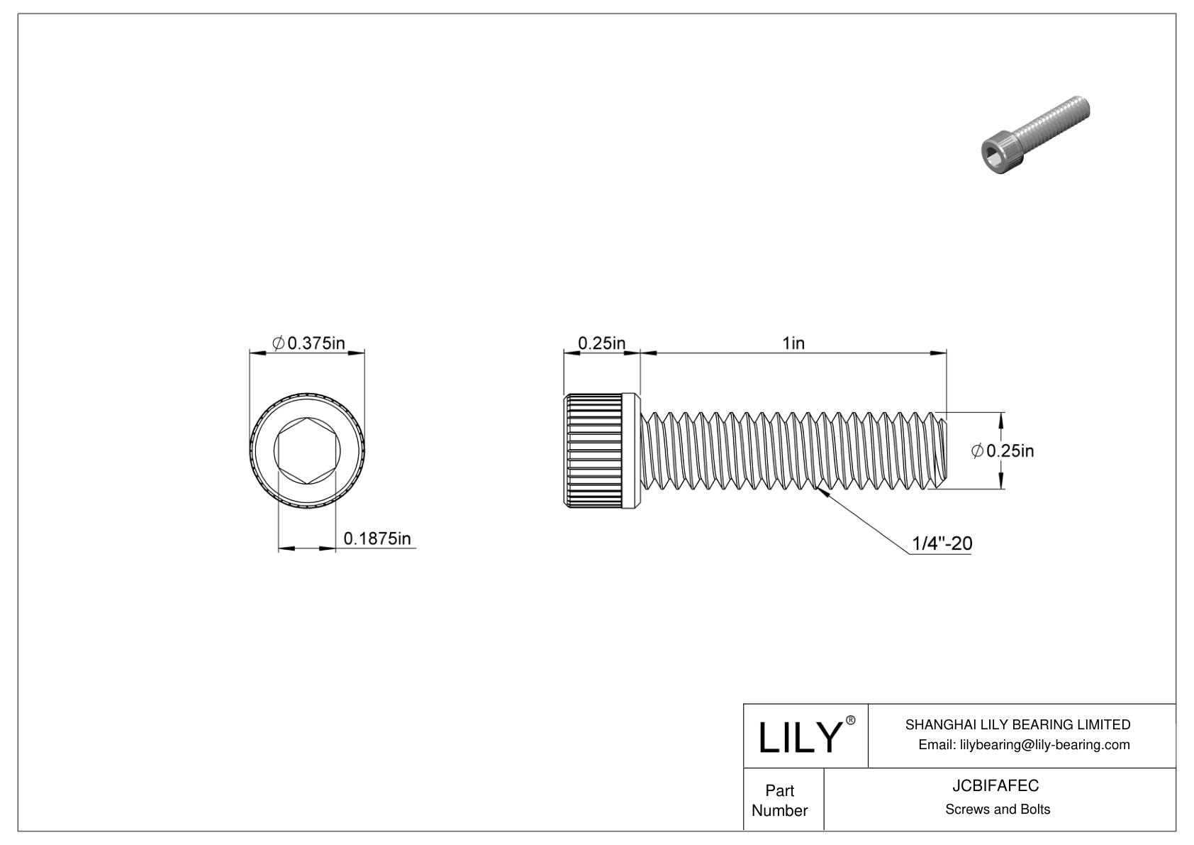 JCBIFAFEC 超耐腐蚀 316 不锈钢内六角螺钉 cad drawing