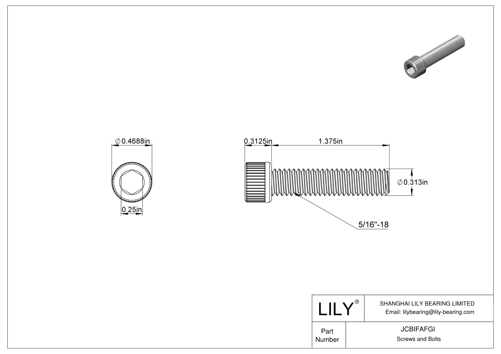 JCBIFAFGI Super-Corrosion-Resistant 316 Stainless Steel Socket Head Screws cad drawing