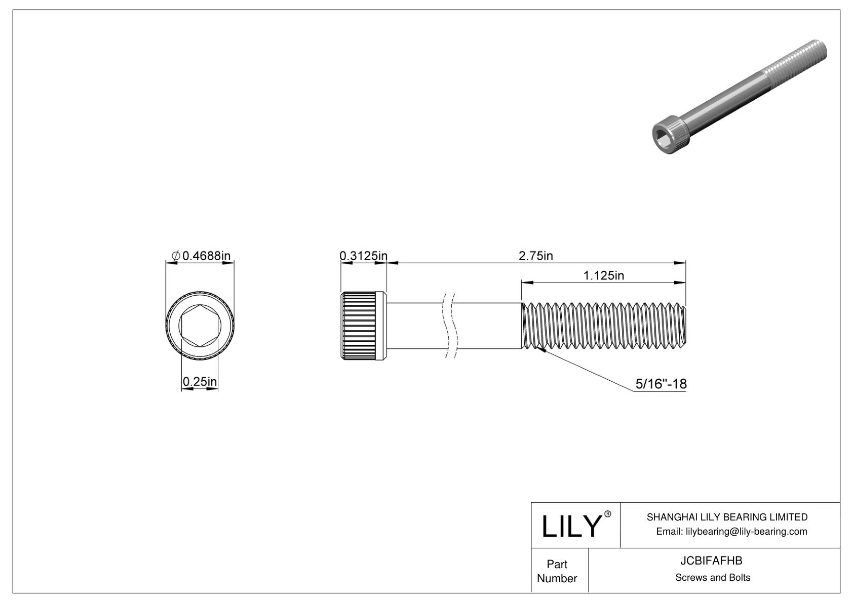 JCBIFAFHB 超耐腐蚀 316 不锈钢内六角螺钉 cad drawing