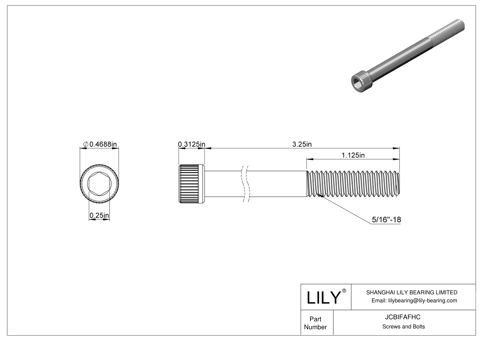 JCBIFAFHC Super-Corrosion-Resistant 316 Stainless Steel Socket Head Screws cad drawing