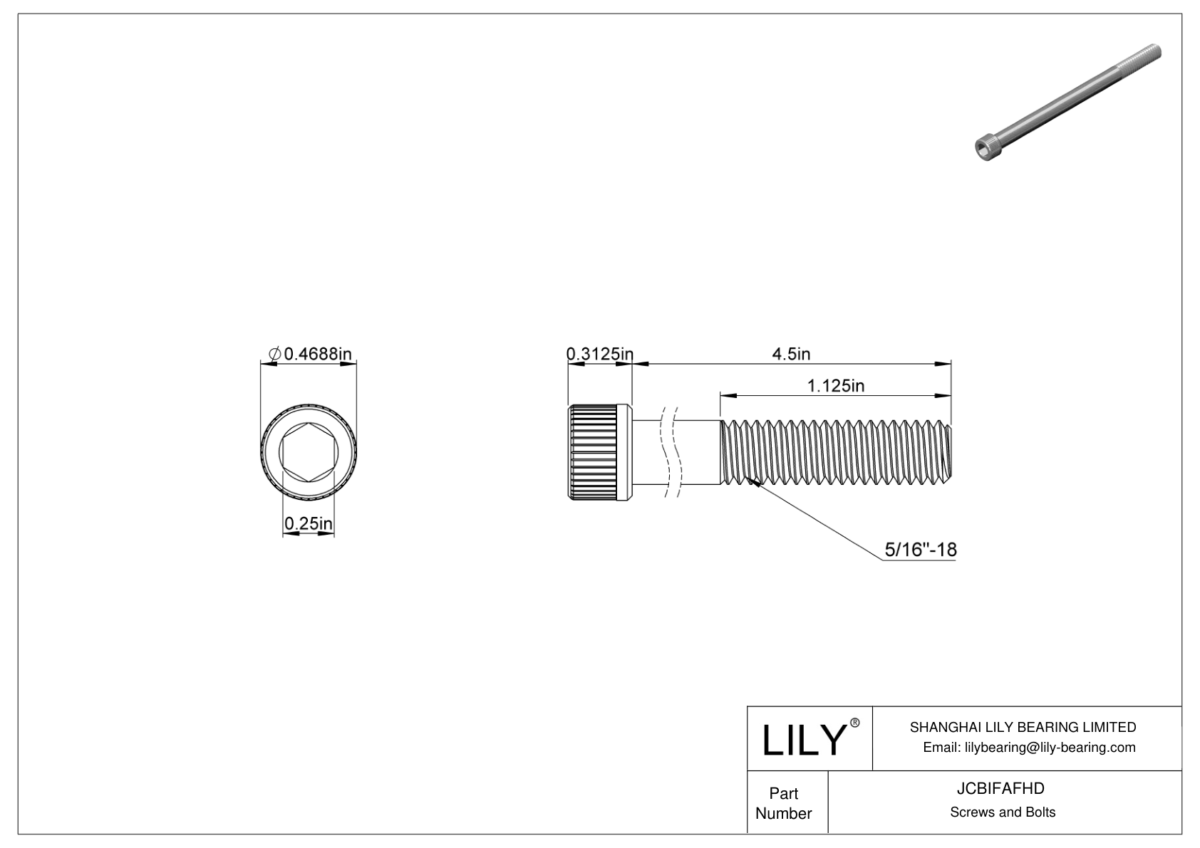 JCBIFAFHD Super-Corrosion-Resistant 316 Stainless Steel Socket Head Screws cad drawing