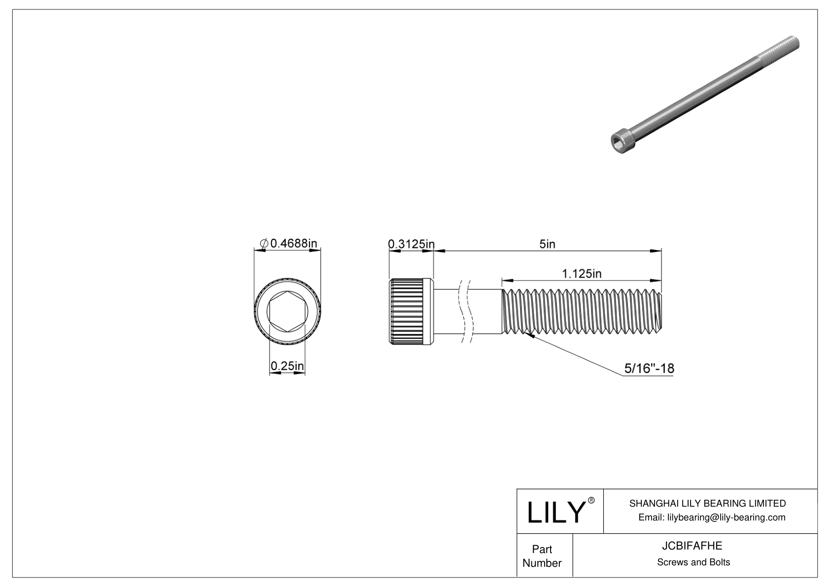 JCBIFAFHE Super-Corrosion-Resistant 316 Stainless Steel Socket Head Screws cad drawing