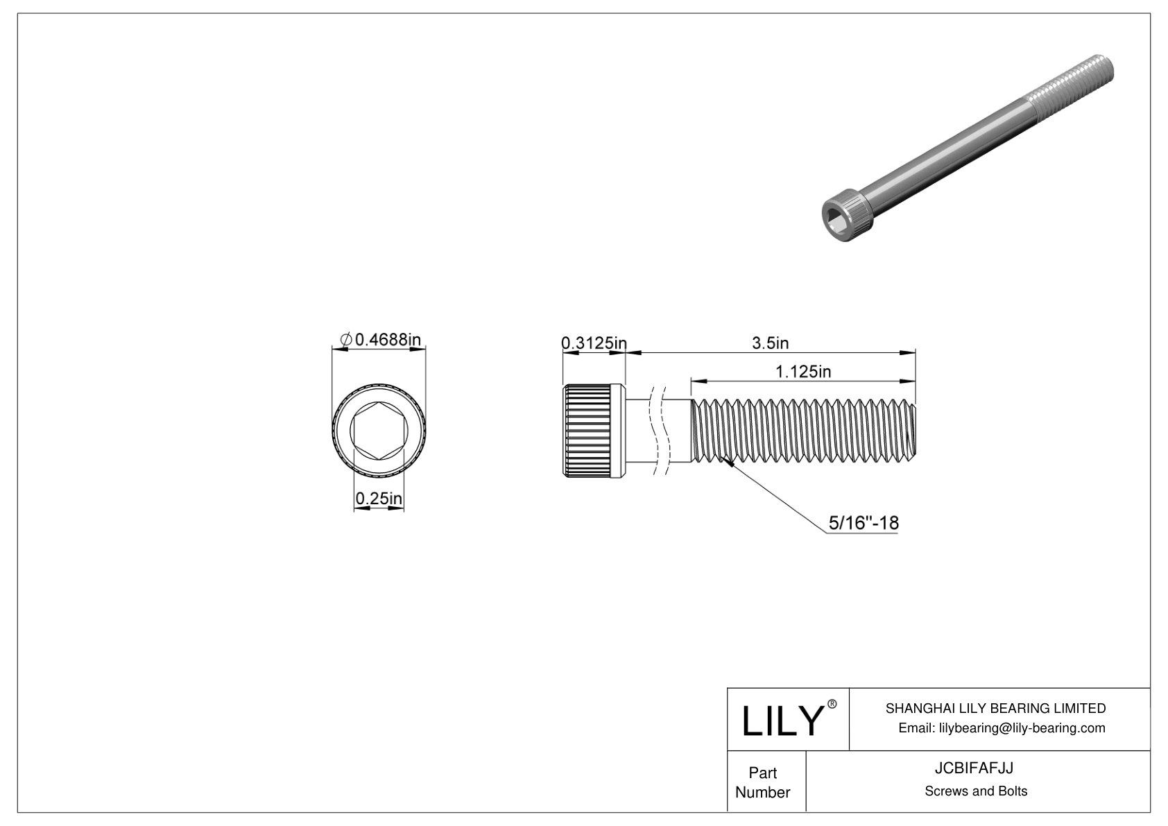 JCBIFAFJJ Super-Corrosion-Resistant 316 Stainless Steel Socket Head Screws cad drawing