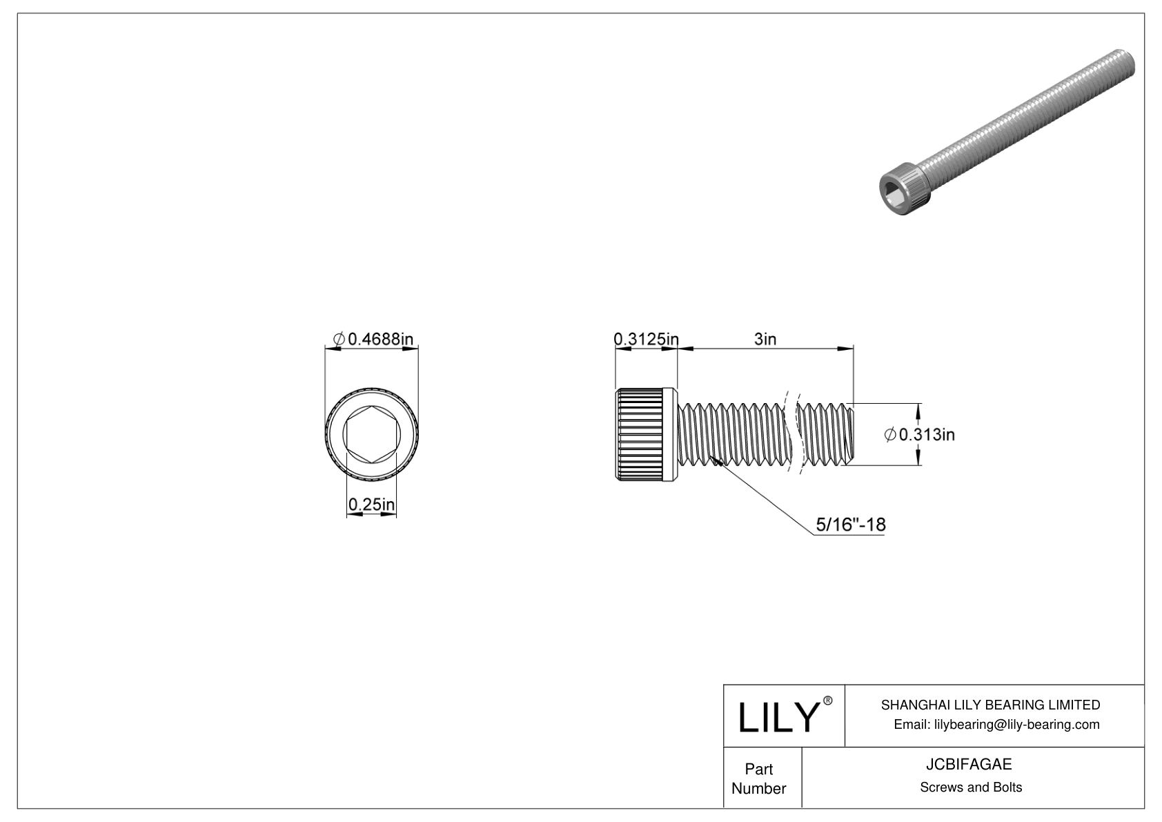 JCBIFAGAE Super-Corrosion-Resistant 316 Stainless Steel Socket Head Screws cad drawing