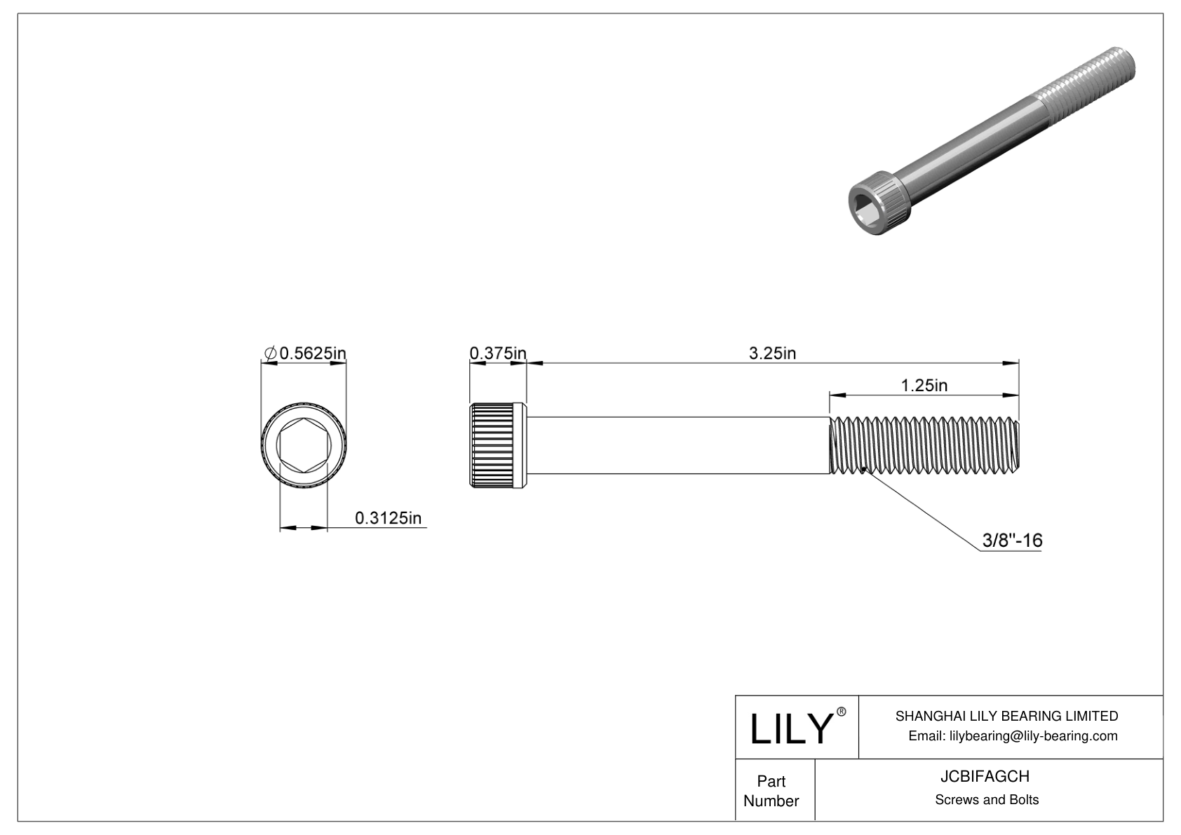 JCBIFAGCH Super-Corrosion-Resistant 316 Stainless Steel Socket Head Screws cad drawing