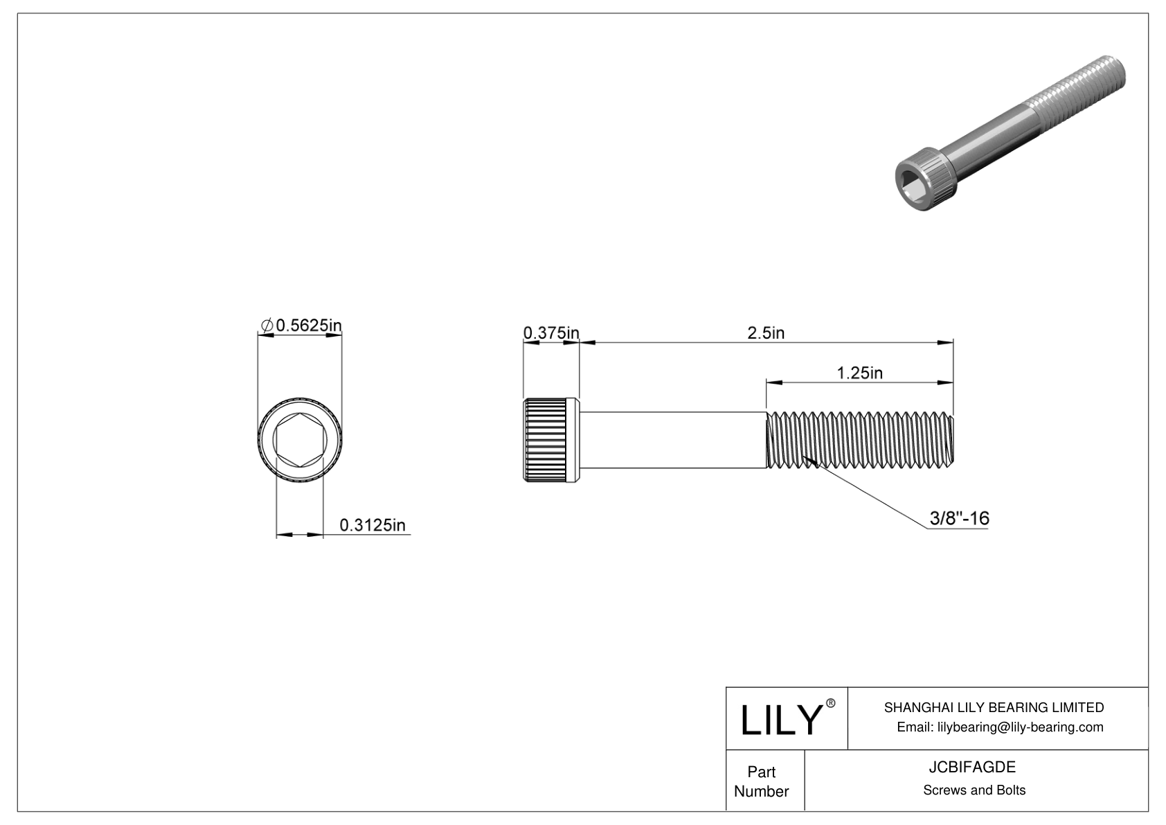 JCBIFAGDE 超耐腐蚀 316 不锈钢内六角螺钉 cad drawing