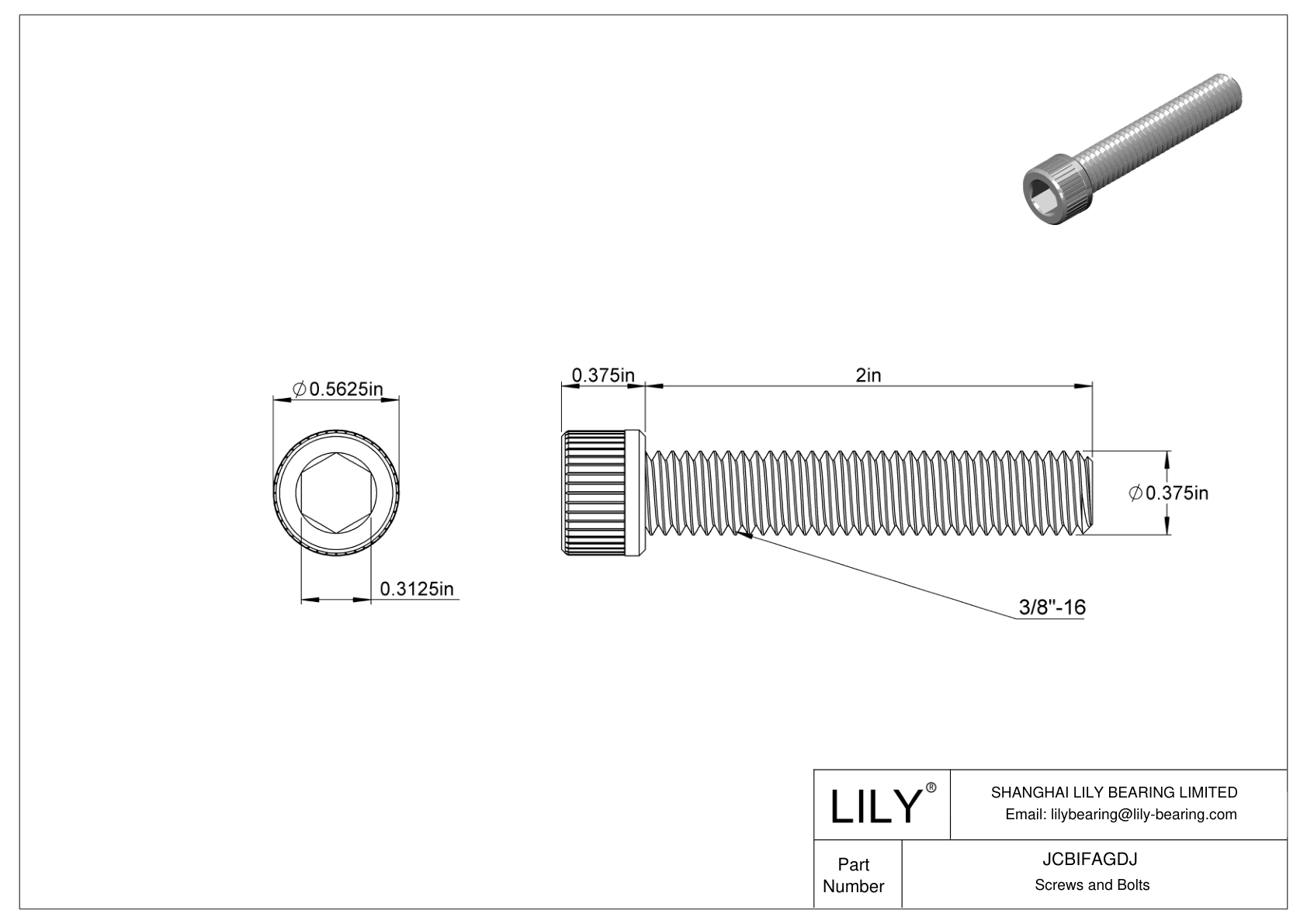 JCBIFAGDJ Super-Corrosion-Resistant 316 Stainless Steel Socket Head Screws cad drawing