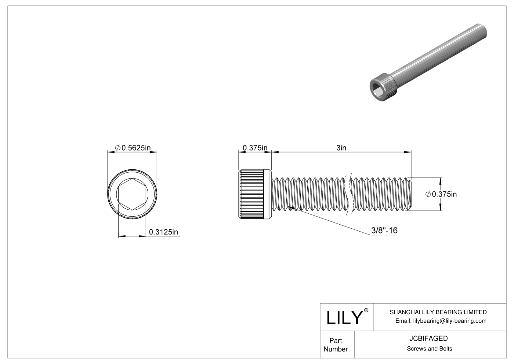 JCBIFAGED Super-Corrosion-Resistant 316 Stainless Steel Socket Head Screws cad drawing