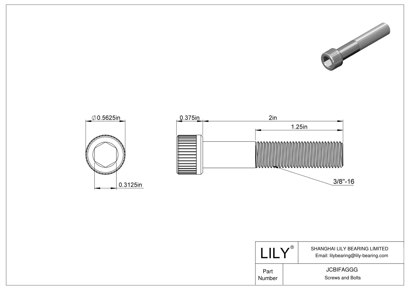 JCBIFAGGG Super-Corrosion-Resistant 316 Stainless Steel Socket Head Screws cad drawing