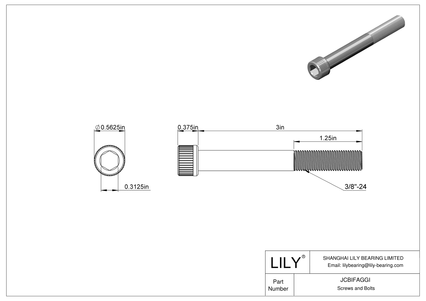 JCBIFAGGI 超耐腐蚀 316 不锈钢内六角螺钉 cad drawing