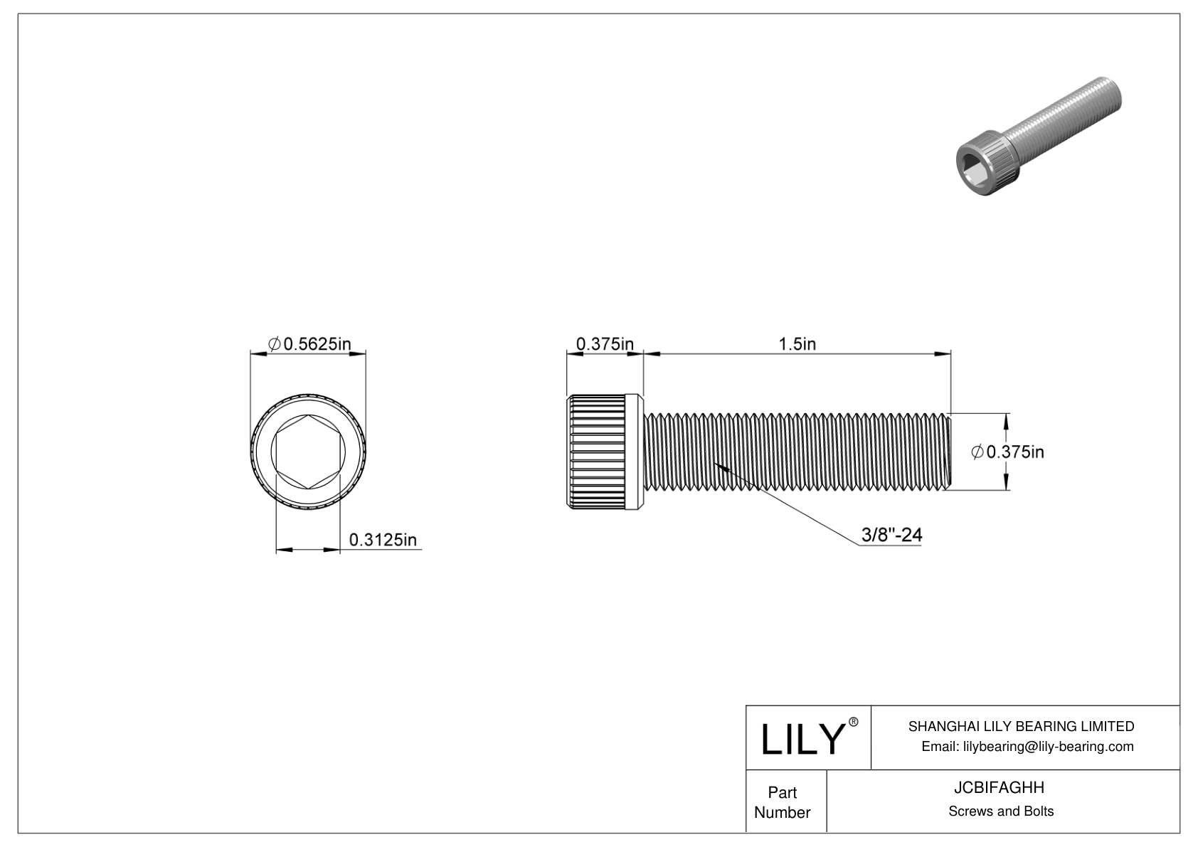 JCBIFAGHH Super-Corrosion-Resistant 316 Stainless Steel Socket Head Screws cad drawing