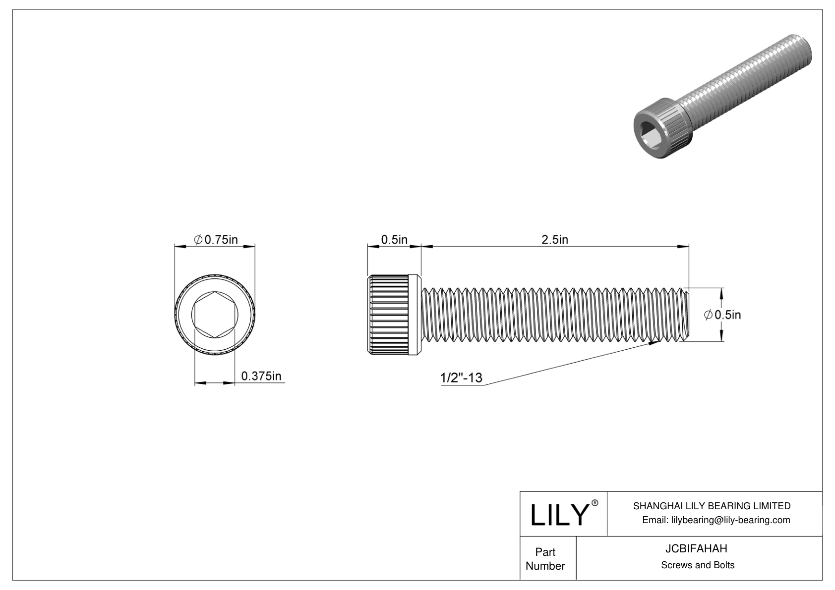 JCBIFAHAH Super-Corrosion-Resistant 316 Stainless Steel Socket Head Screws cad drawing