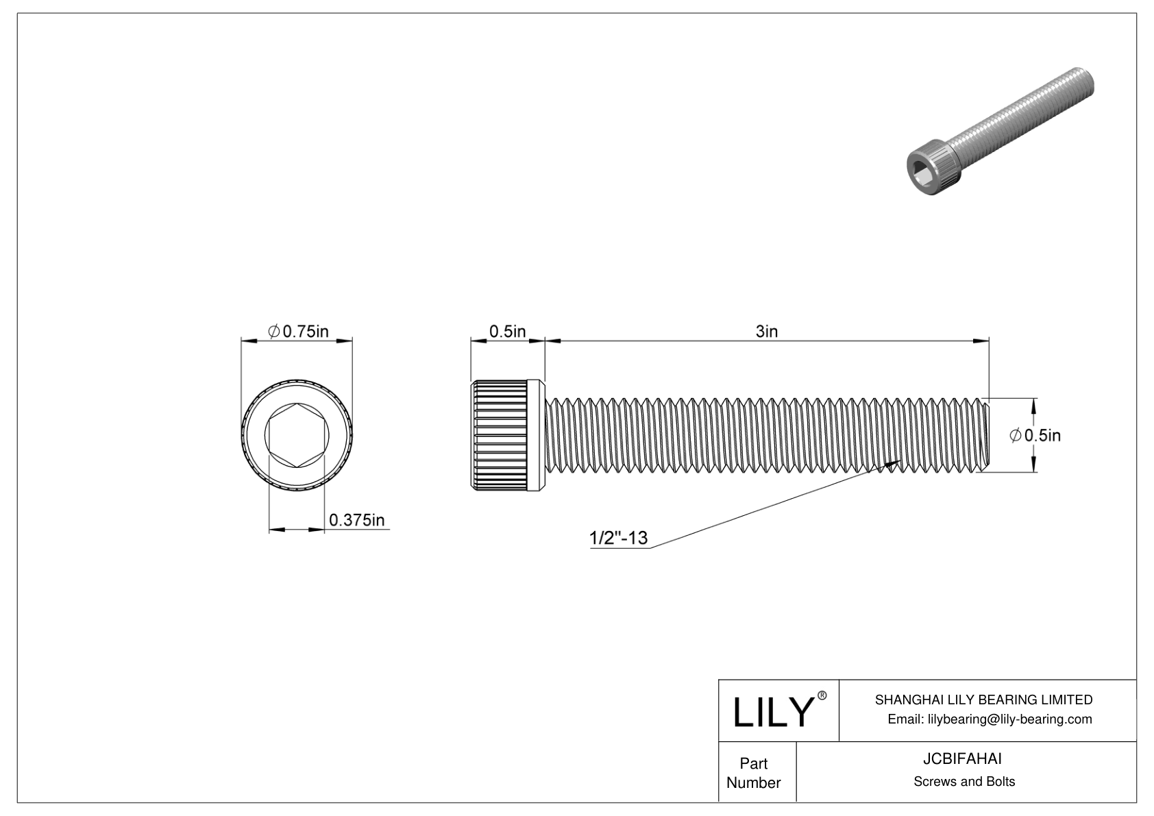 JCBIFAHAI Super-Corrosion-Resistant 316 Stainless Steel Socket Head Screws cad drawing