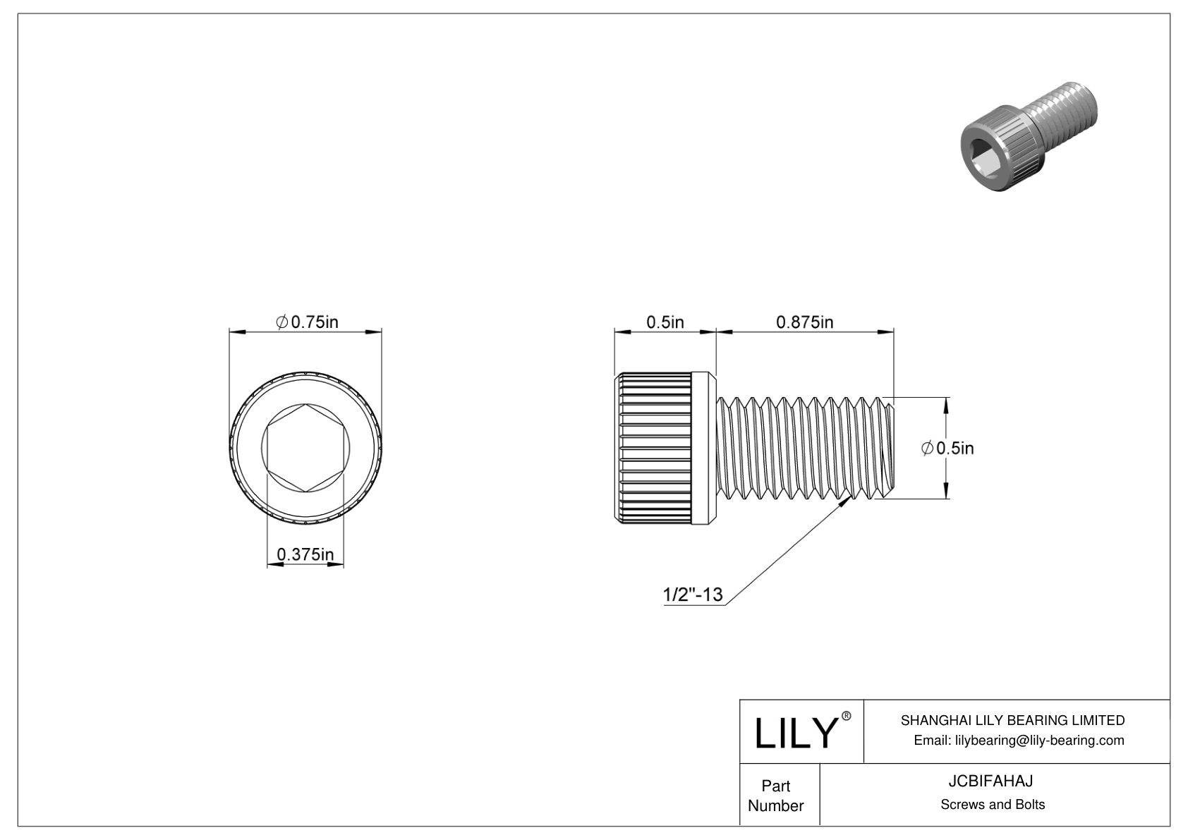 JCBIFAHAJ 超耐腐蚀 316 不锈钢内六角螺钉 cad drawing