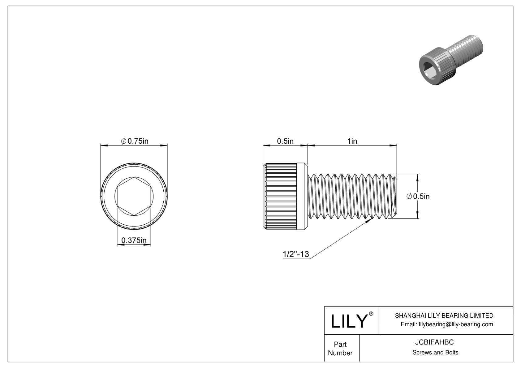 JCBIFAHBC Super-Corrosion-Resistant 316 Stainless Steel Socket Head Screws cad drawing