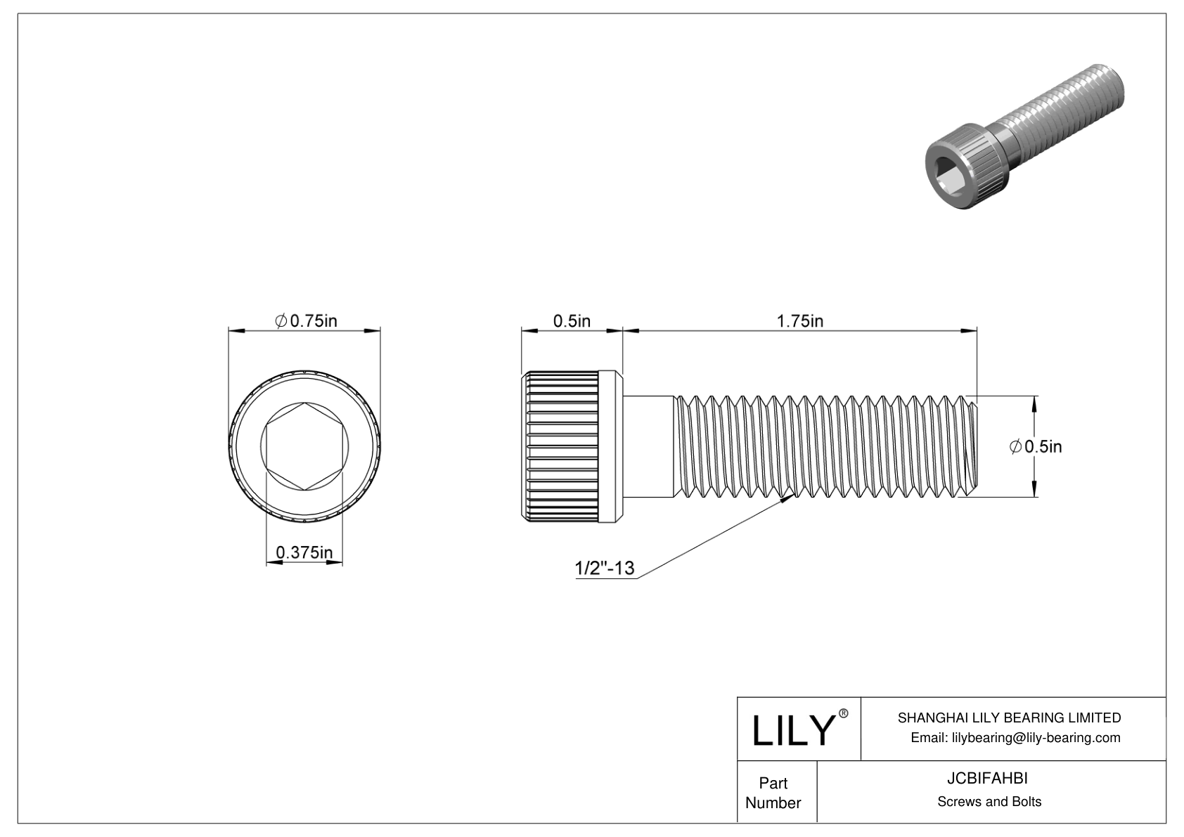 JCBIFAHBI Super-Corrosion-Resistant 316 Stainless Steel Socket Head Screws cad drawing