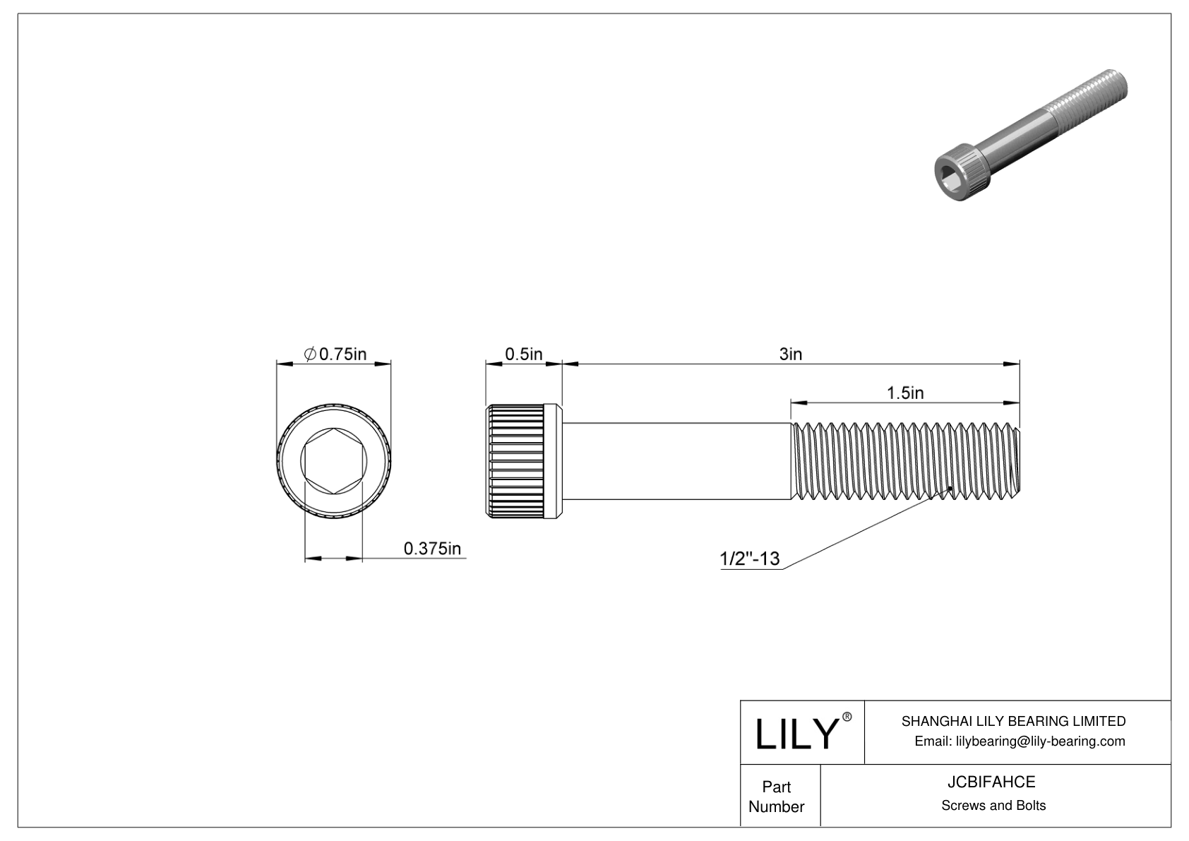 JCBIFAHCE 超耐腐蚀 316 不锈钢内六角螺钉 cad drawing