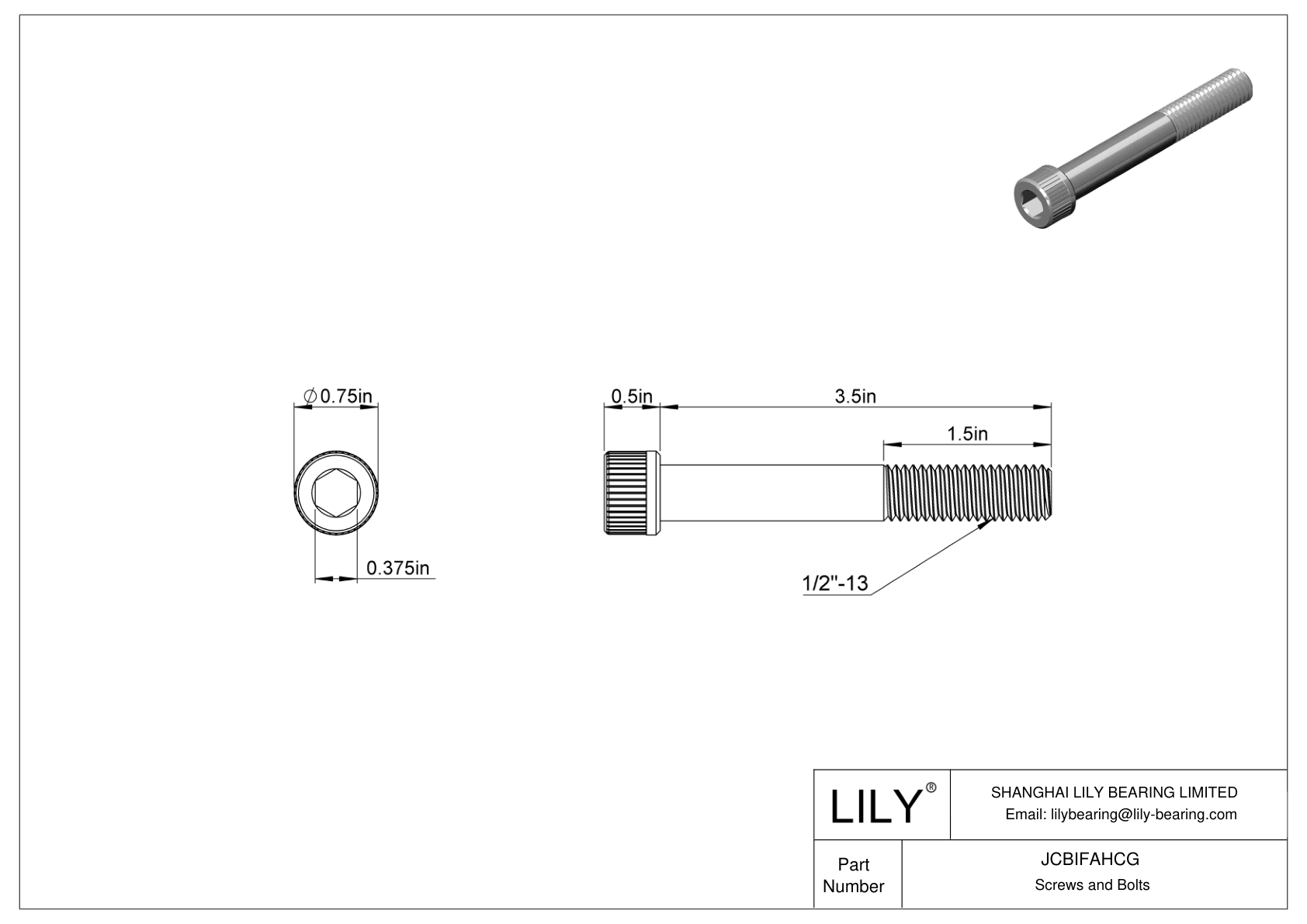 JCBIFAHCG 超耐腐蚀 316 不锈钢内六角螺钉 cad drawing