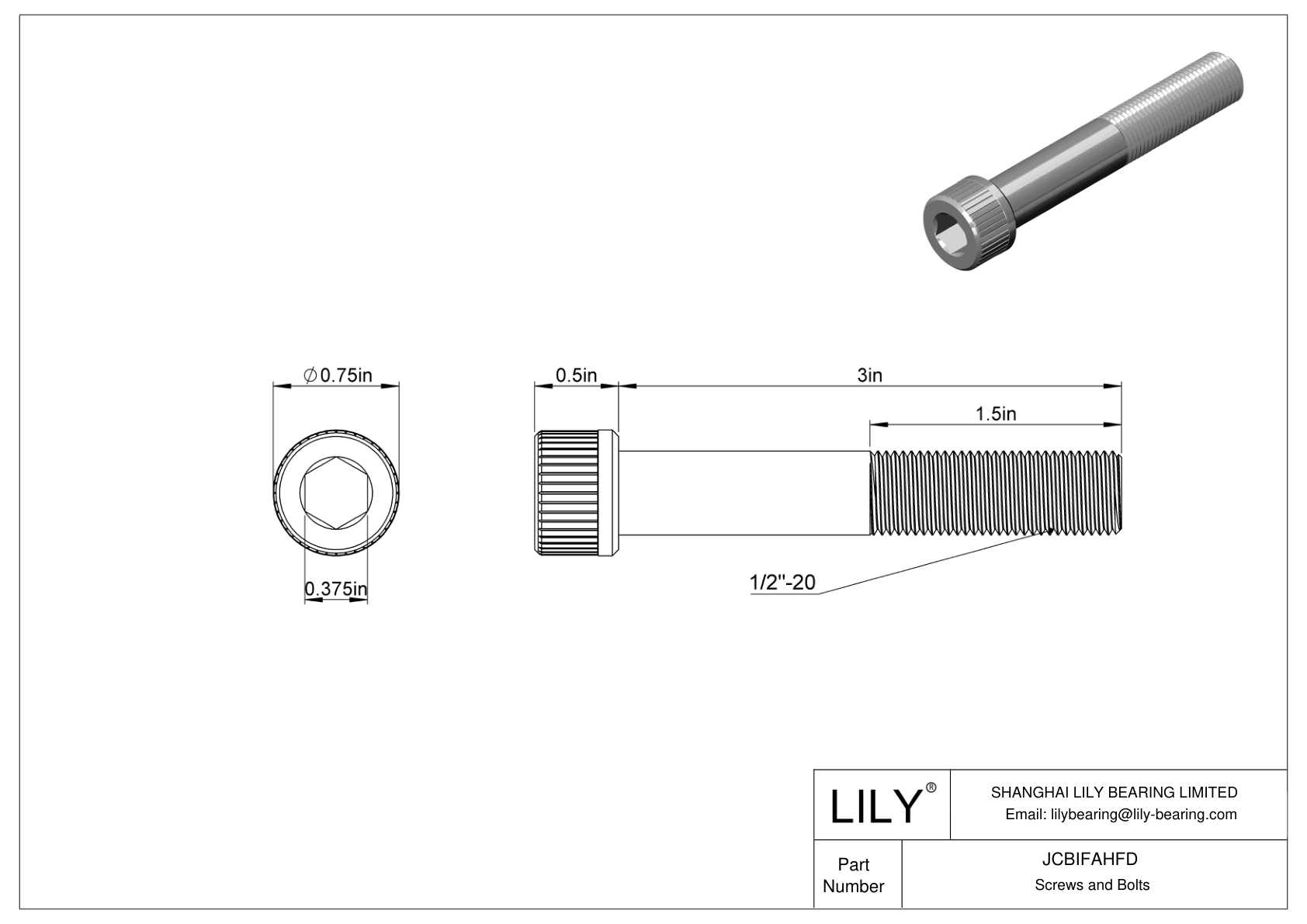 JCBIFAHFD Super-Corrosion-Resistant 316 Stainless Steel Socket Head Screws cad drawing