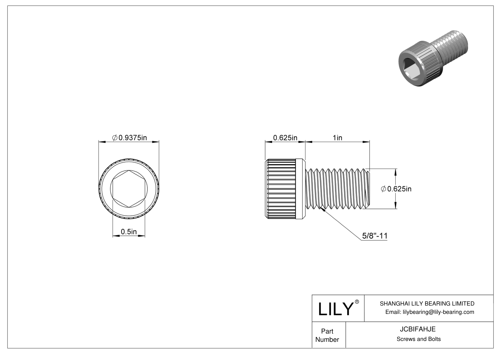 JCBIFAHJE Super-Corrosion-Resistant 316 Stainless Steel Socket Head Screws cad drawing