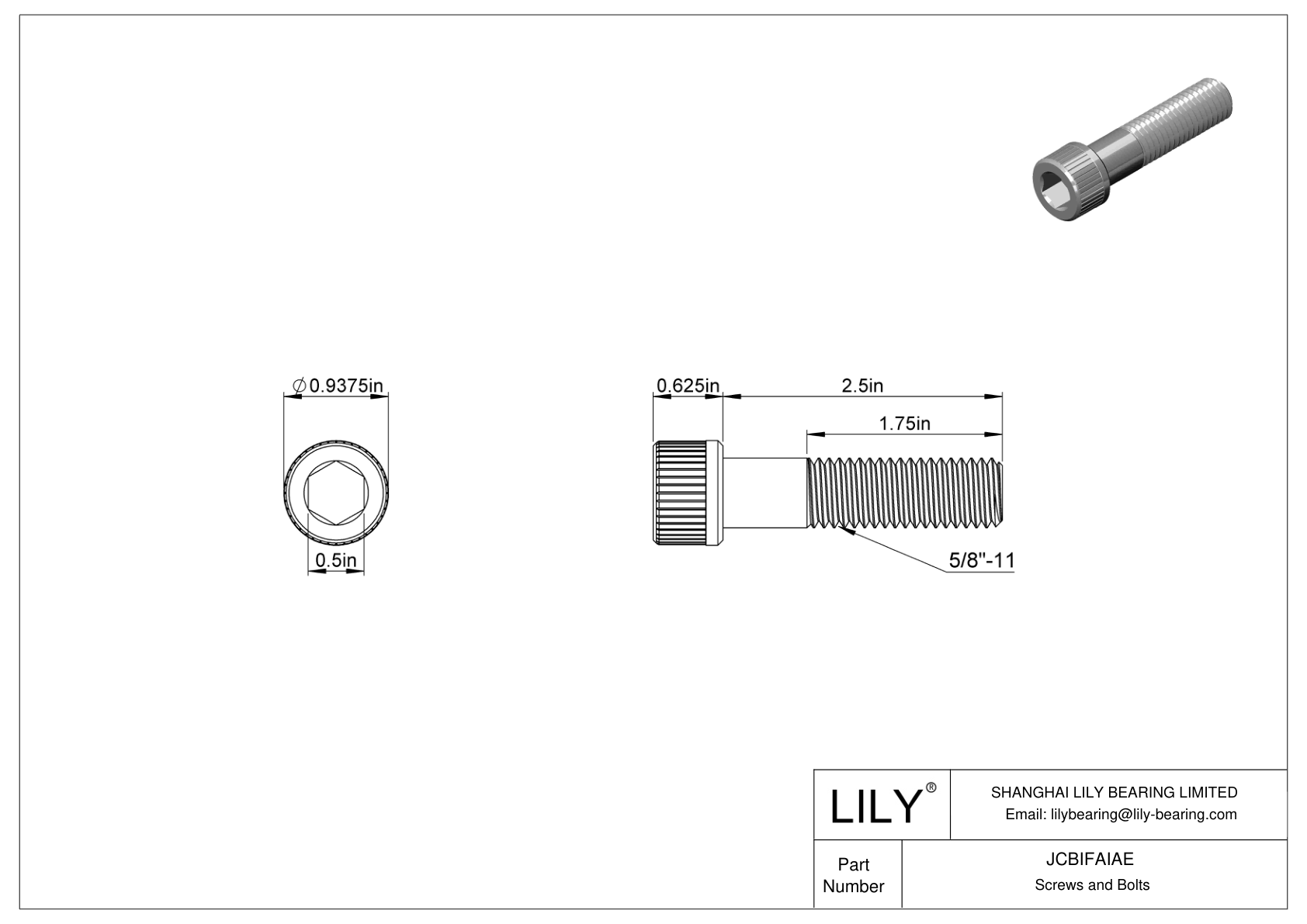 JCBIFAIAE 超耐腐蚀 316 不锈钢内六角螺钉 cad drawing