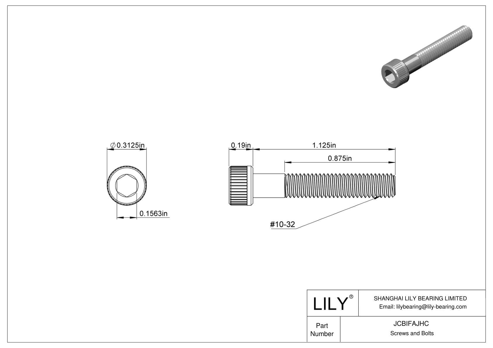 JCBIFAJHC Super-Corrosion-Resistant 316 Stainless Steel Socket Head Screws cad drawing