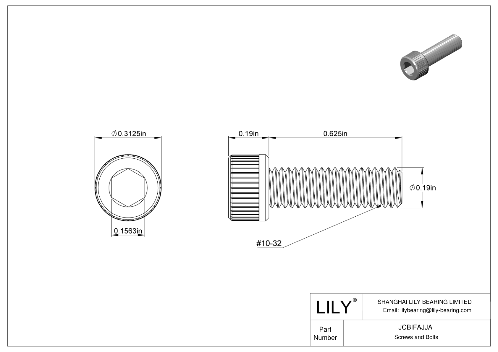 JCBIFAJJA Super-Corrosion-Resistant 316 Stainless Steel Socket Head Screws cad drawing