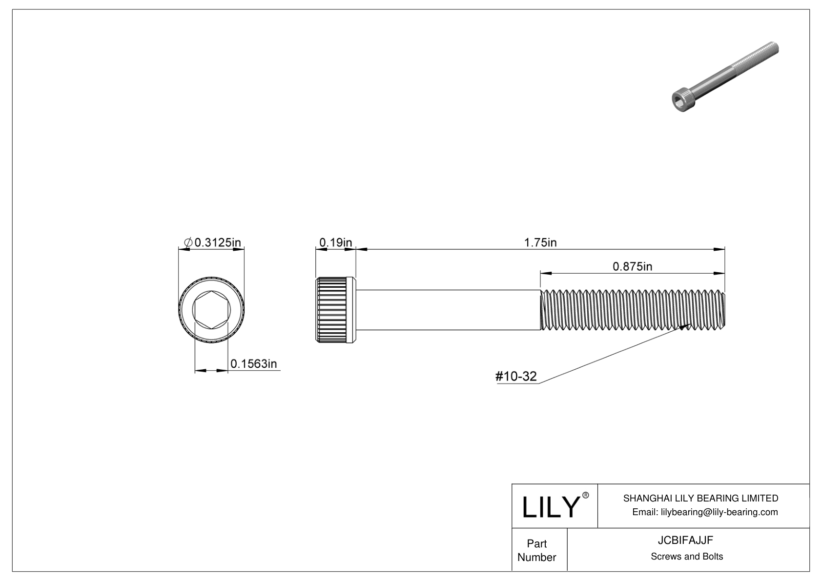 JCBIFAJJF Super-Corrosion-Resistant 316 Stainless Steel Socket Head Screws cad drawing