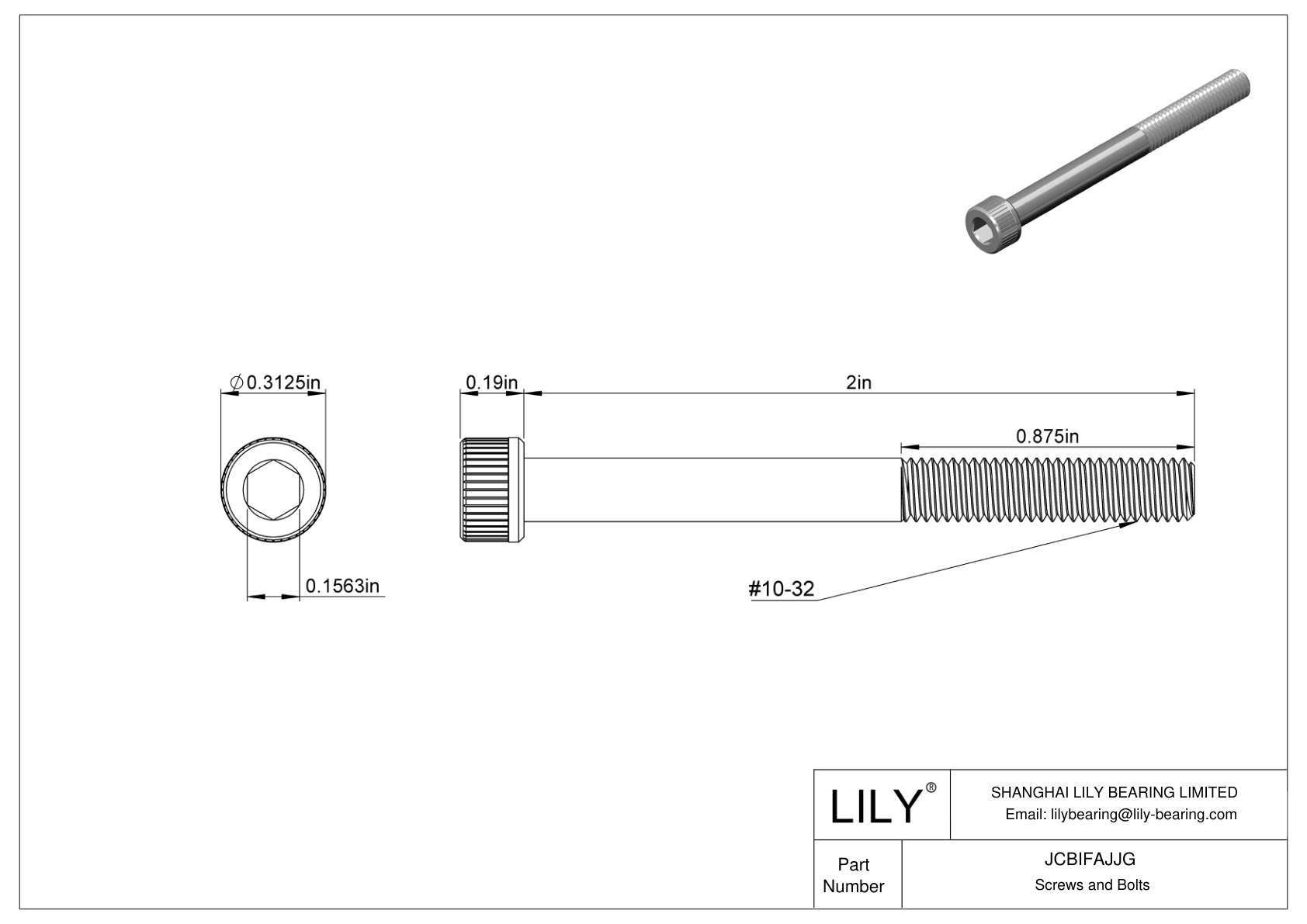 JCBIFAJJG Super-Corrosion-Resistant 316 Stainless Steel Socket Head Screws cad drawing