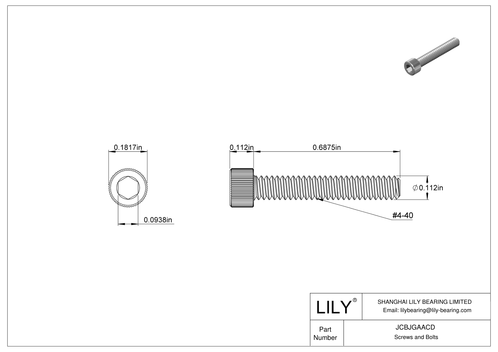 JCBJGAACD Tornillos de cabeza cilíndrica de acero inoxidable 18-8 cad drawing