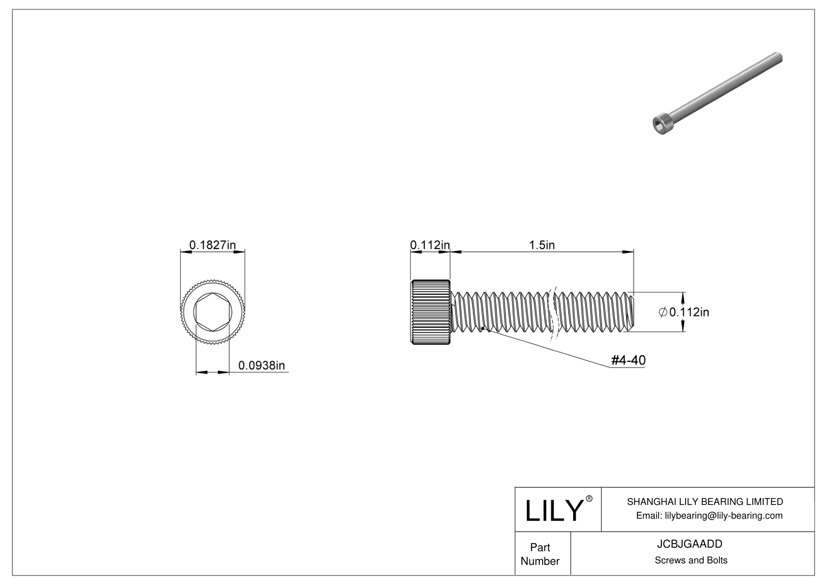 JCBJGAADD 18-8 Stainless Steel Socket Head Screws cad drawing