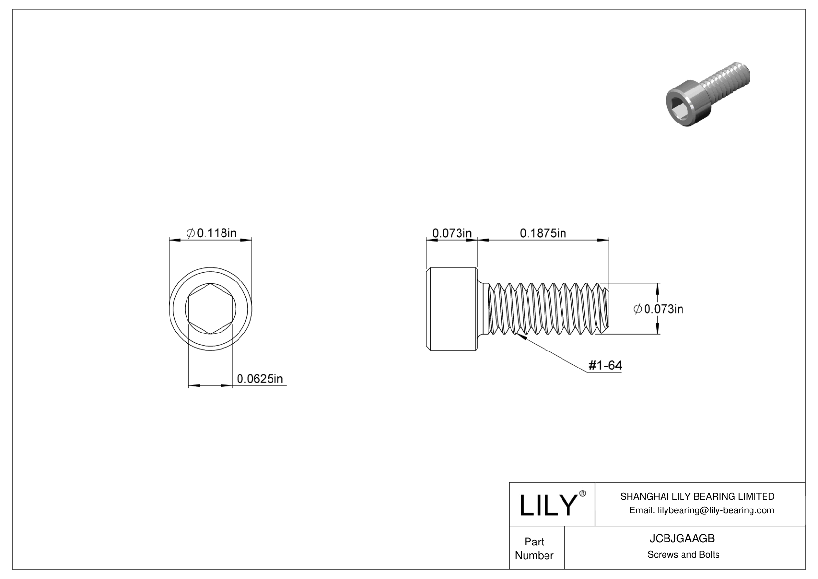 JCBJGAAGB Tornillos de cabeza cilíndrica de acero inoxidable 18-8 cad drawing