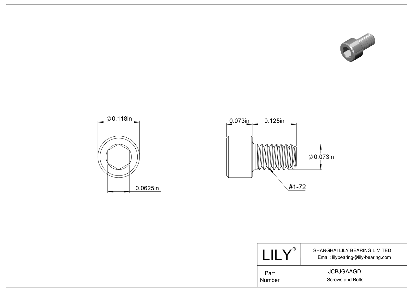 JCBJGAAGD 18-8 Stainless Steel Socket Head Screws cad drawing