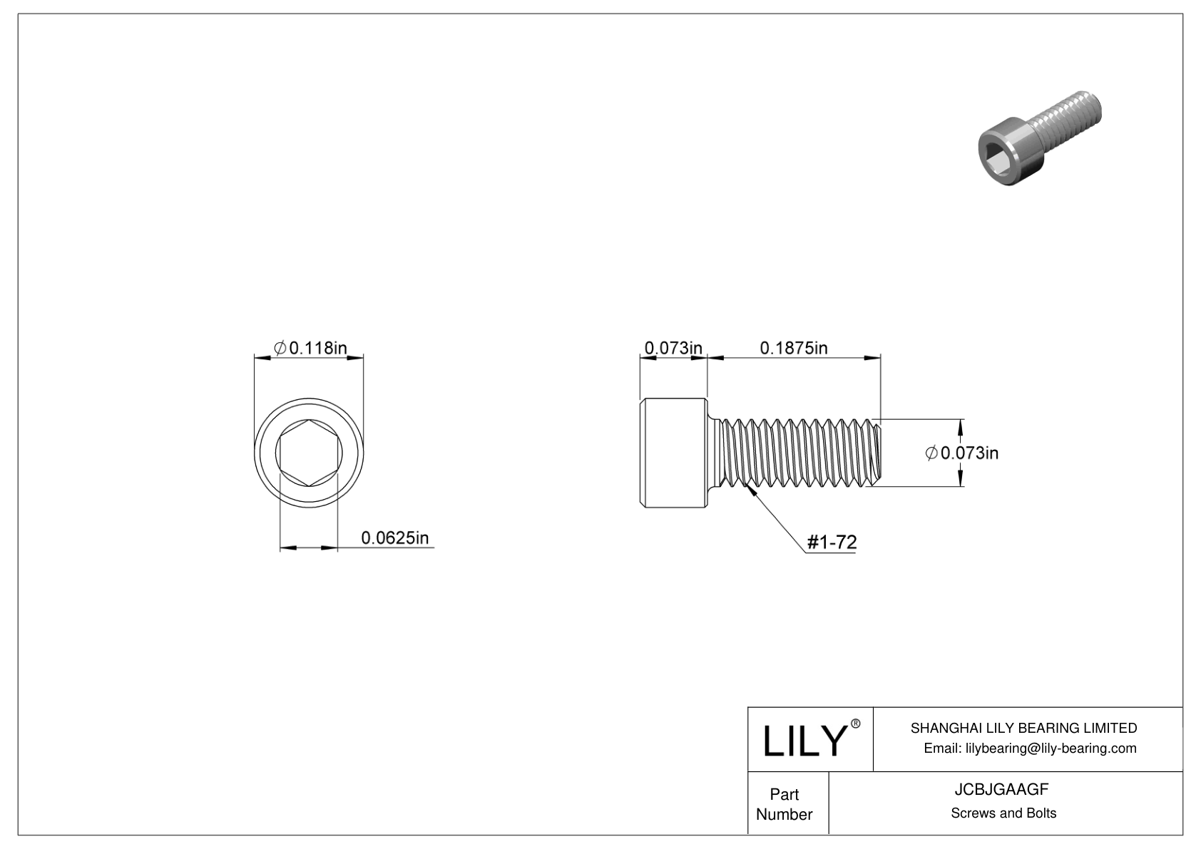 JCBJGAAGF Tornillos de cabeza cilíndrica de acero inoxidable 18-8 cad drawing