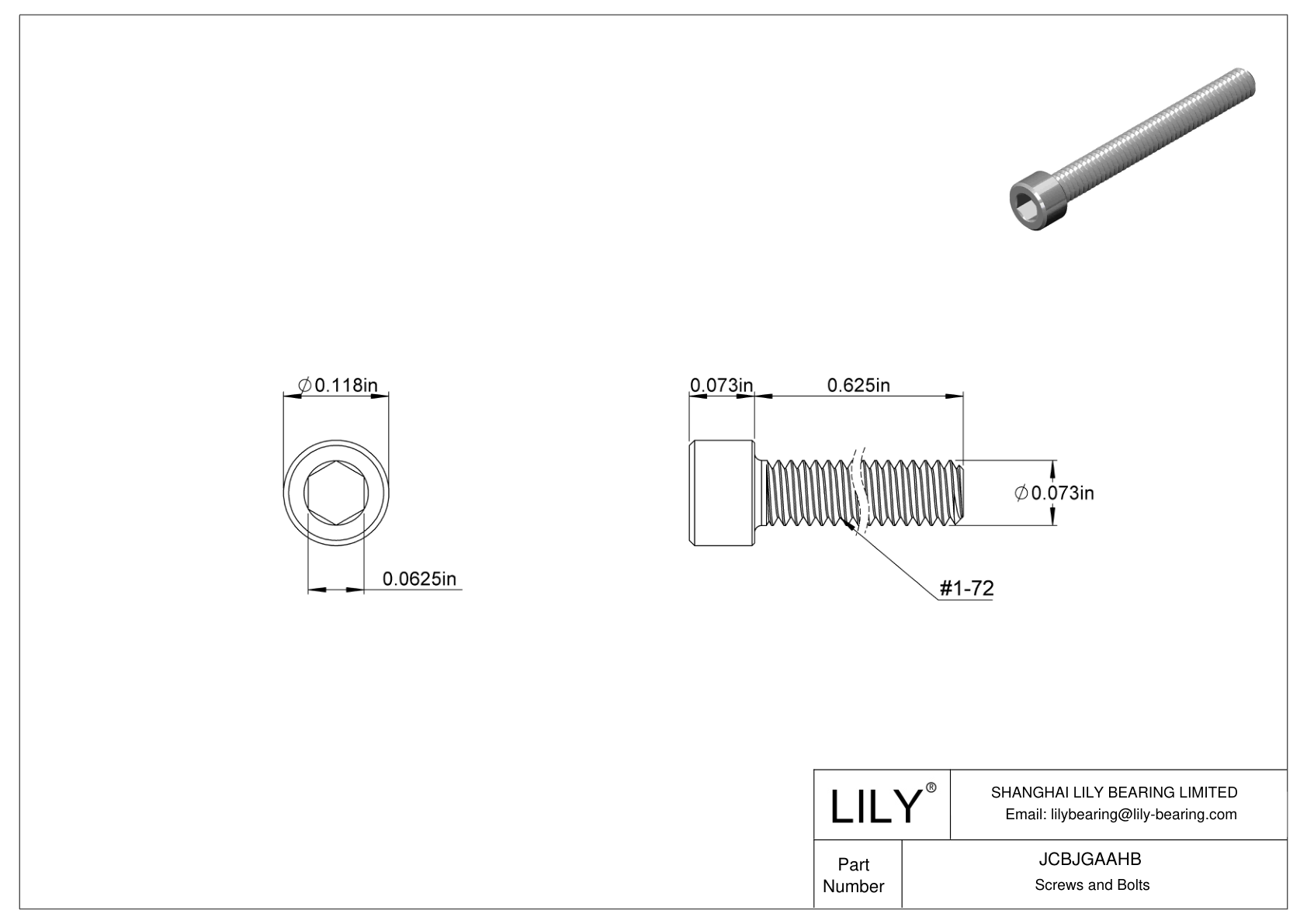 JCBJGAAHB Tornillos de cabeza cilíndrica de acero inoxidable 18-8 cad drawing