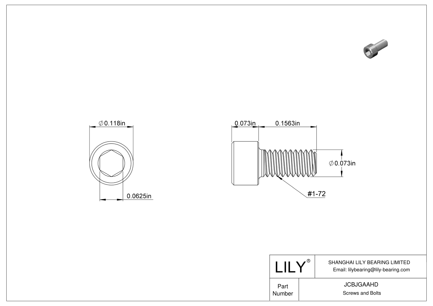 JCBJGAAHD 18-8 不锈钢内六角螺钉 cad drawing