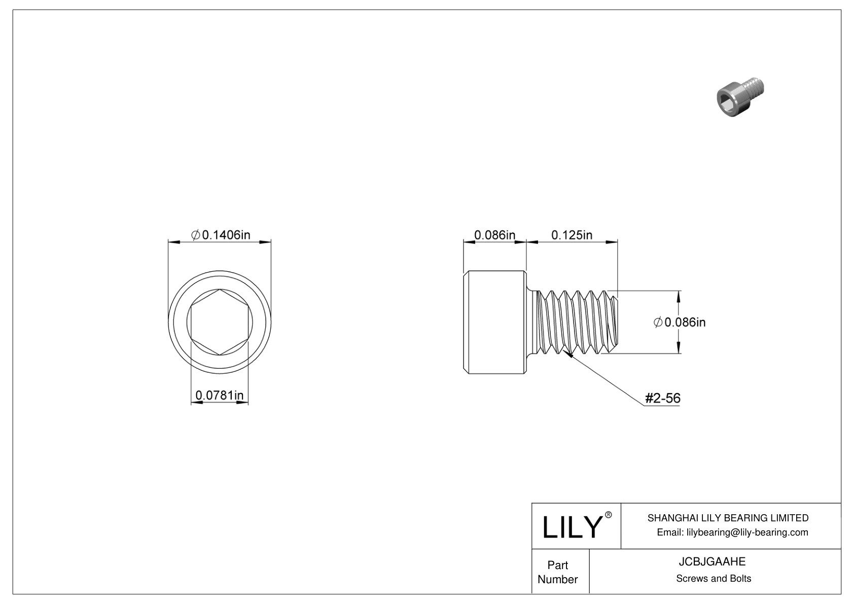 JCBJGAAHE 18-8 Stainless Steel Socket Head Screws cad drawing