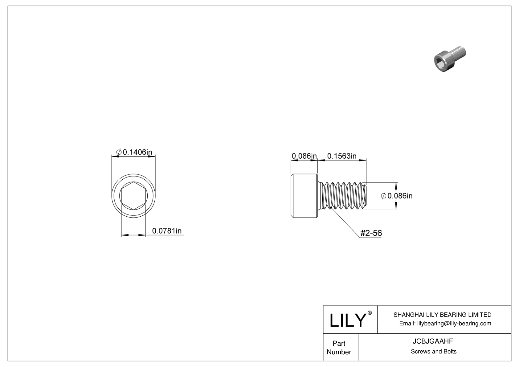 JCBJGAAHF 18-8 Stainless Steel Socket Head Screws cad drawing