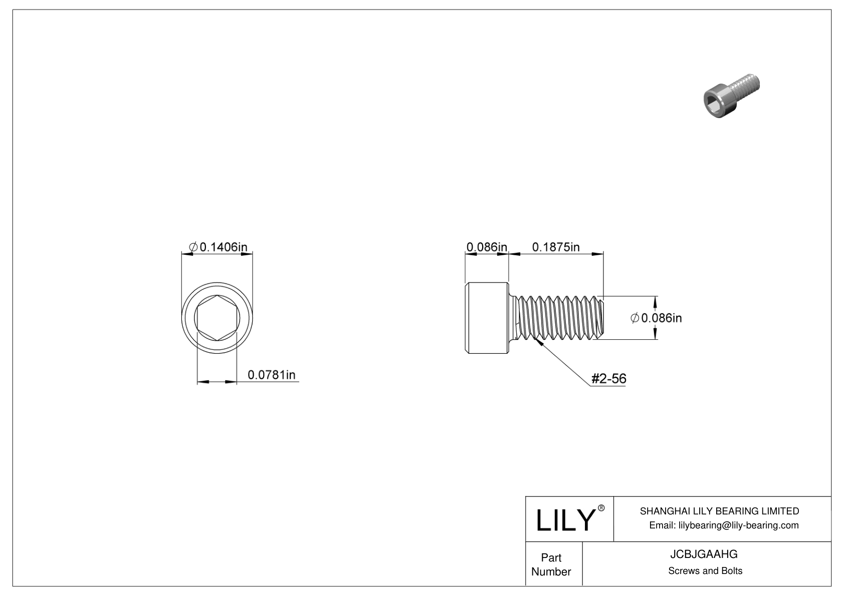 JCBJGAAHG Tornillos de cabeza cilíndrica de acero inoxidable 18-8 cad drawing