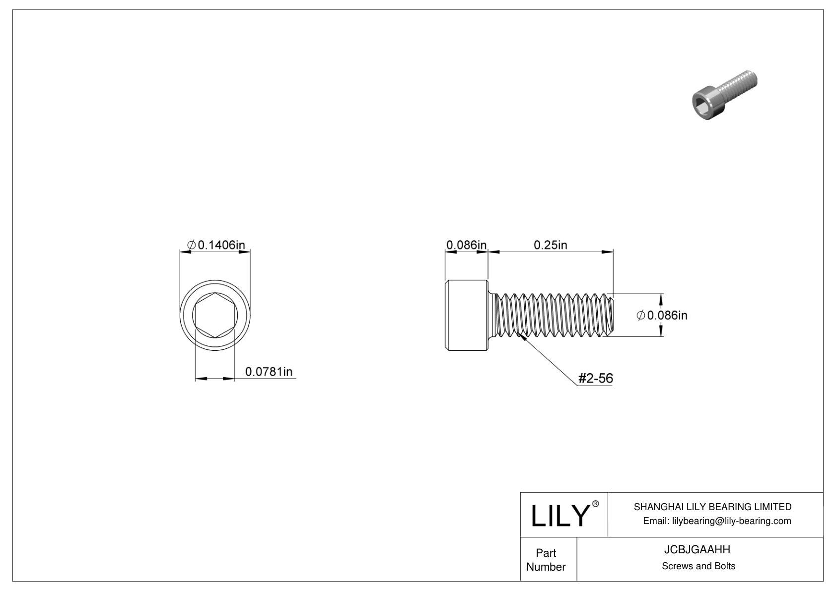 JCBJGAAHH 18-8 Stainless Steel Socket Head Screws cad drawing