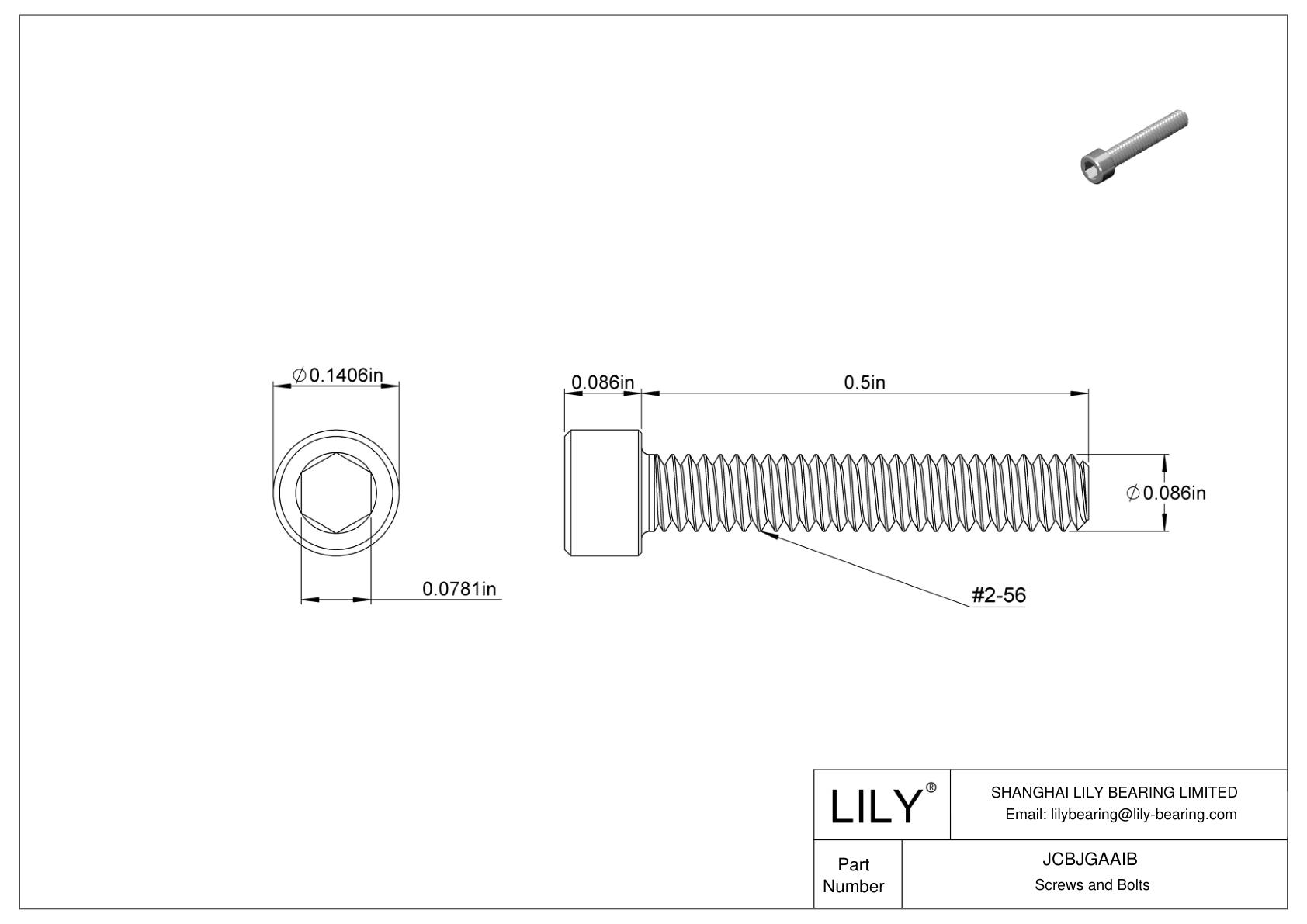 JCBJGAAIB 18-8 Stainless Steel Socket Head Screws cad drawing